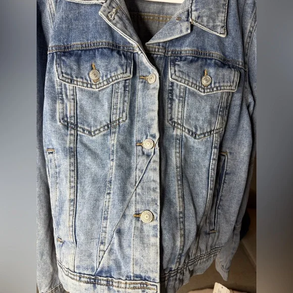 Free People We The Free Rumors Denim Jacket size Large ❤️ - Picture 7 of 7